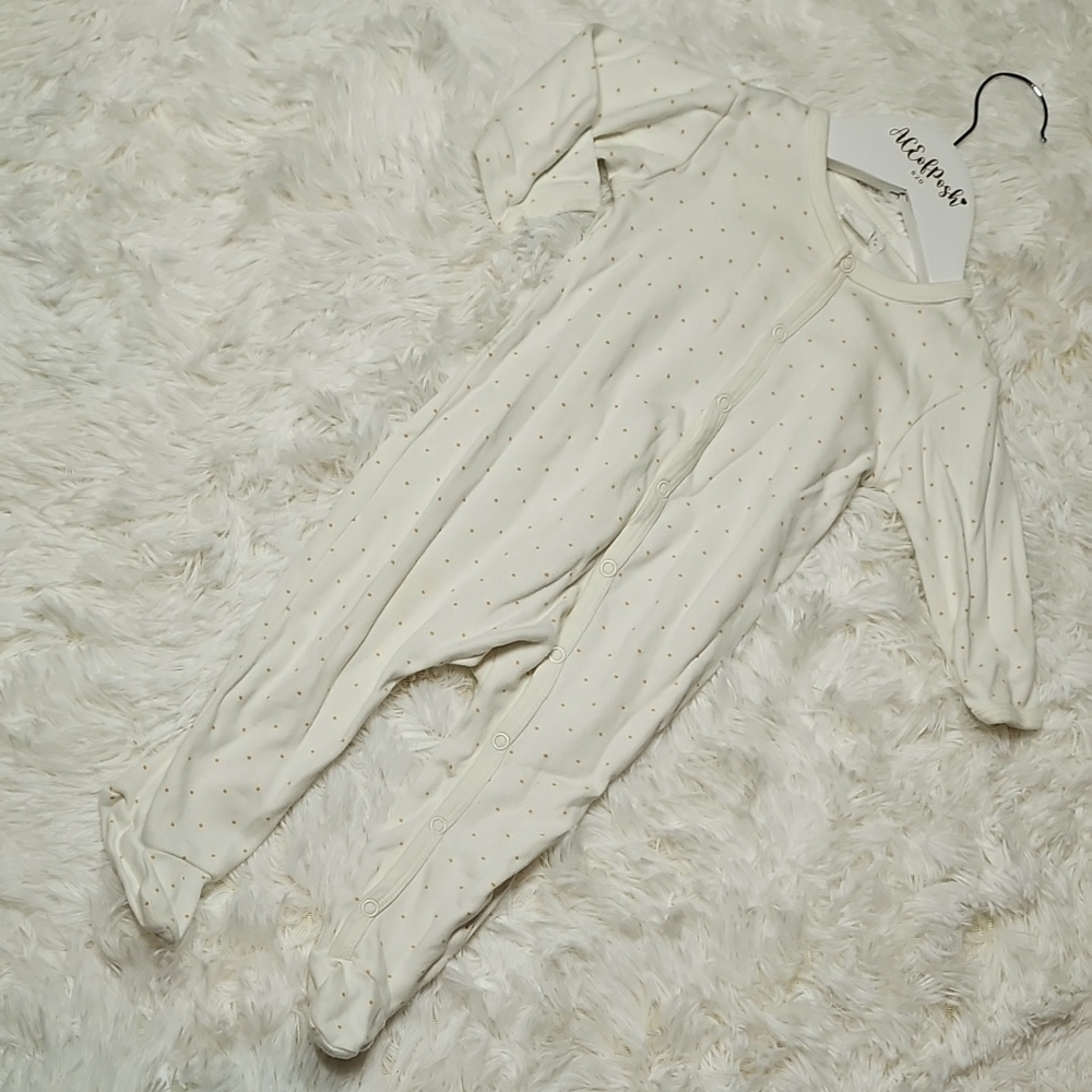 Jamie Kay White Onesie with Gold Accents